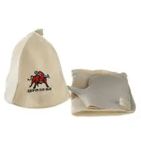 набор из 3-х предметов (шапка "здоров как бык", рукавица, коврик) бацькина баня