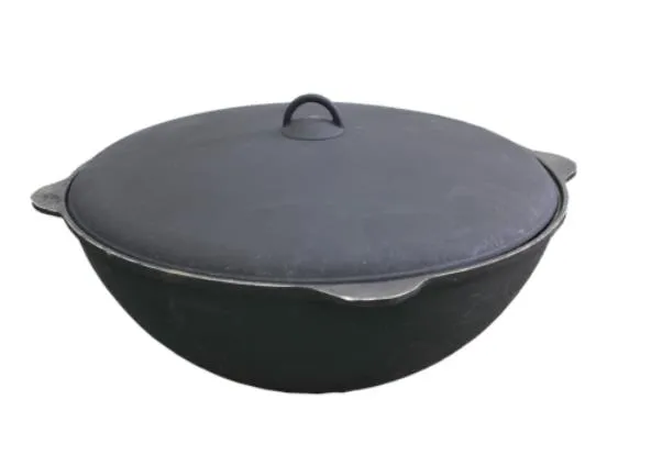 чаша азиатская чугунная (казан),  с крышкой, на подставке 18 л