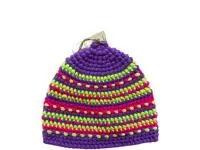 шапка для бани банибо №1 ручной работы, акрил, фиалка/лимон/розовый, банный перец