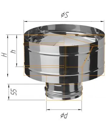 зонт феррум нержавеющий (430/0,5 мм) ф115 с ветрозащитой по воде