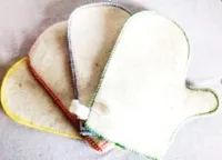 рукавица для сауны в ассортименте, с цветным кантом, белая, жар-банька