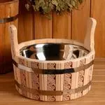 шайка двуручная 15л с нержавеющей вставкой русские узоры, банный эксперт