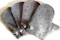 рукавица для сауны в ассортименте, с цветным кантом, серая, жар-банька